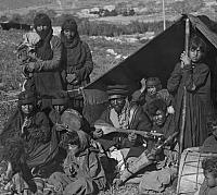 Bedouin musicians by their tent