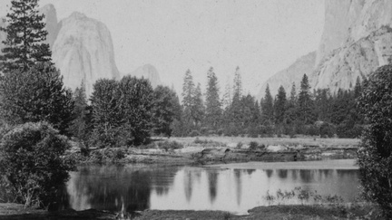 Oldtime116 - View down the valley, from the Ferry Bend, Yosemite Valley, Mariposa co., Cal.